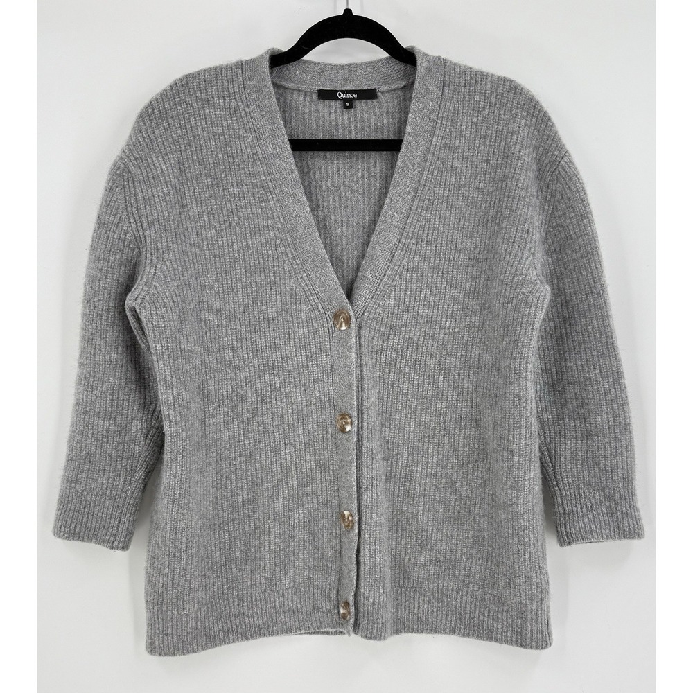 Quince Gray Cashmere Cardigan Sweater‎ Womens S Long Sleeve Button Up Soft EUC